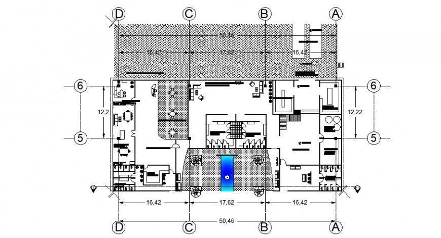 Co-operative building blocks 2d view layout file in dwg format