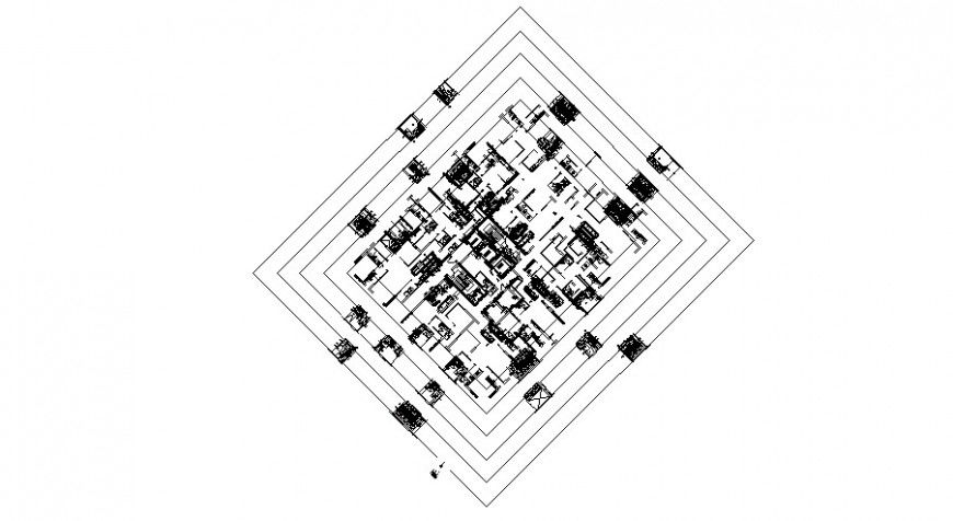 Co-operative building blocks detail 2d view layout plan in dwg format
