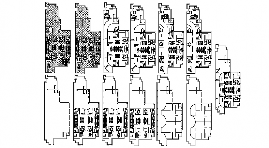 Co-operative building units drawings 2d view floor plan dwg file