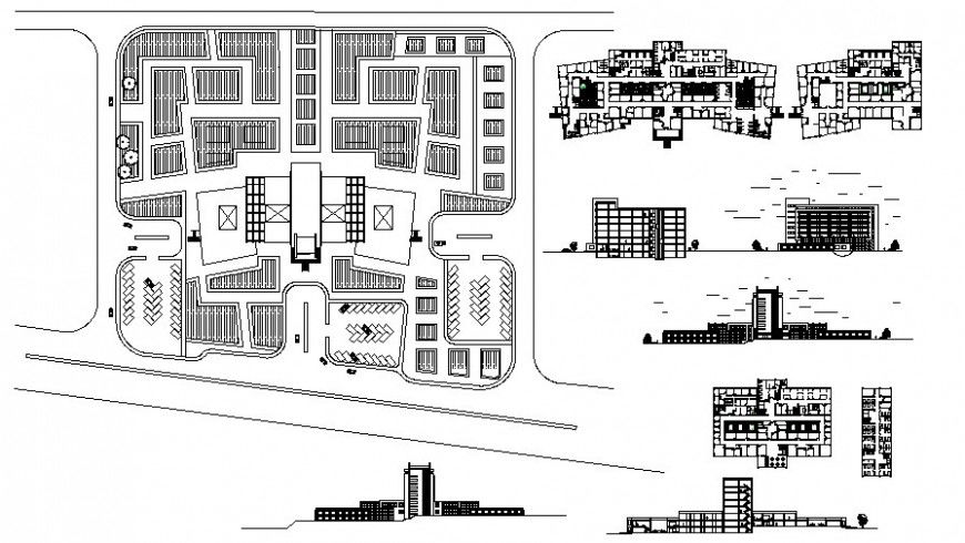 Co-operative buildng drawings plan elevation and section in autocad file