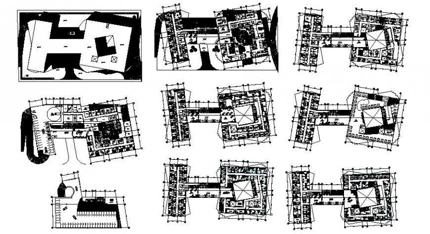 Co-operative high rise building plan detail 2d view layout autocad file