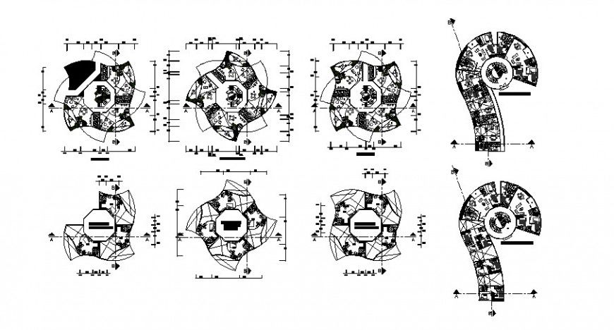 Co-operative office building detail 2d view layout file in dwg format