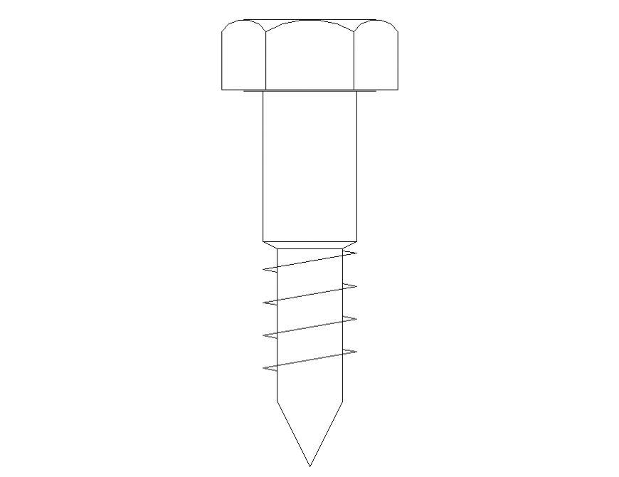 Coach screw elevation 2d cad block details dwg file