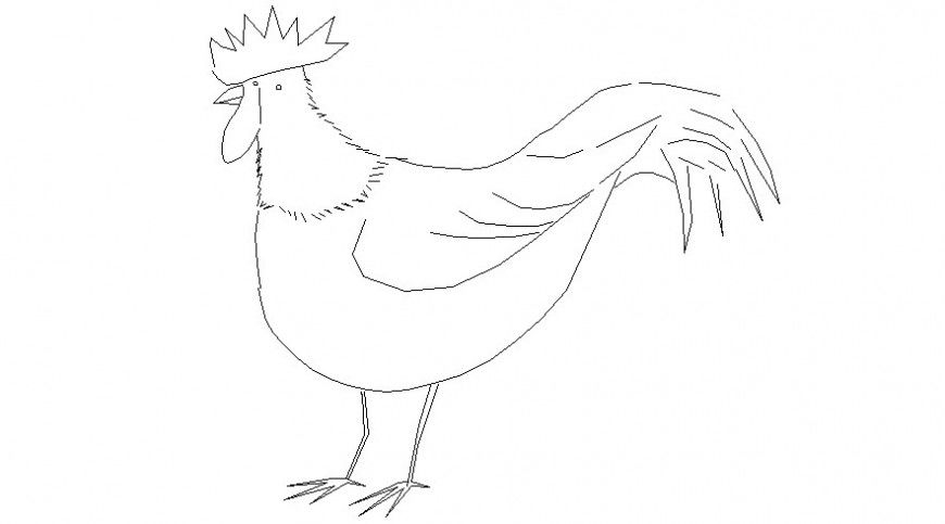 Cock drawings 2d view elevation of animal blocks autocad software file