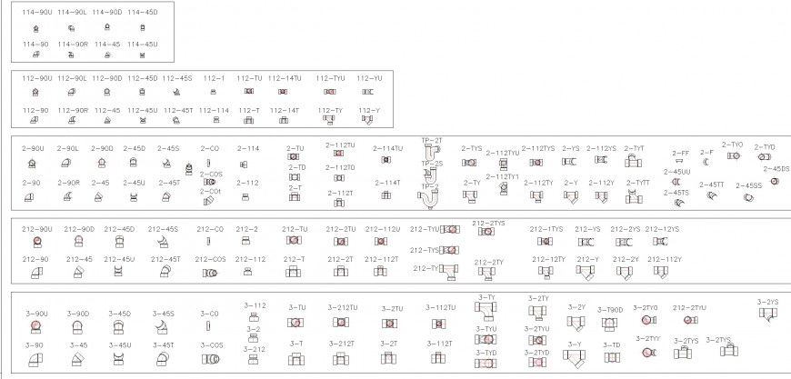 Code numbering PVC Pipe And Fitting detail dwg file