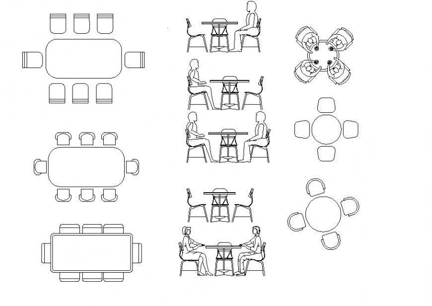 Coffee and Meeting Table CAD Plan for Office Interiors