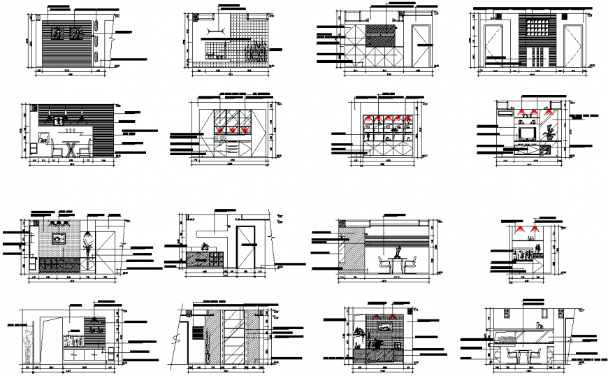 Coffee bar elevation and section layout file