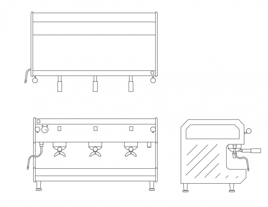 Coffee machine plan and elevation details cad drawing dwg file