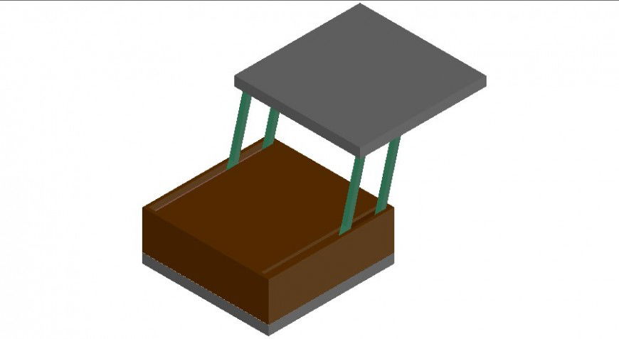 Coffee table bar detail 3d model CAD furniture block layout file in dwg format