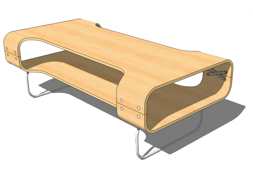 Coffee table detail elevation 3d model sketch-up file
