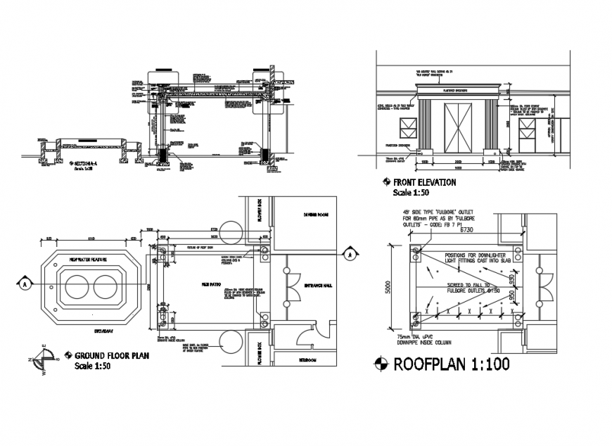 Cohere door installation and roof plan cad drawing details dwg file