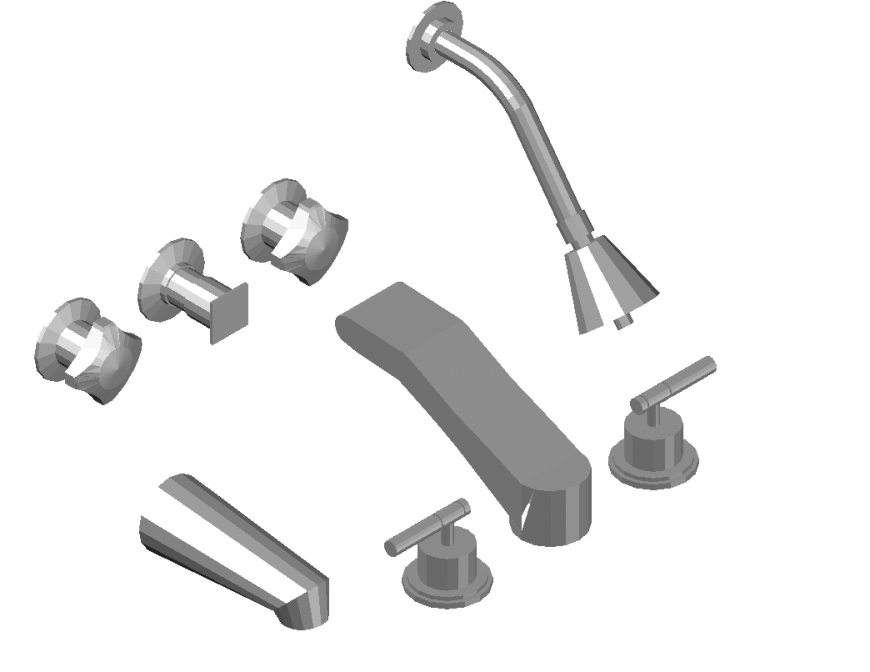 Cold and hot water tap 3 D plan layout file