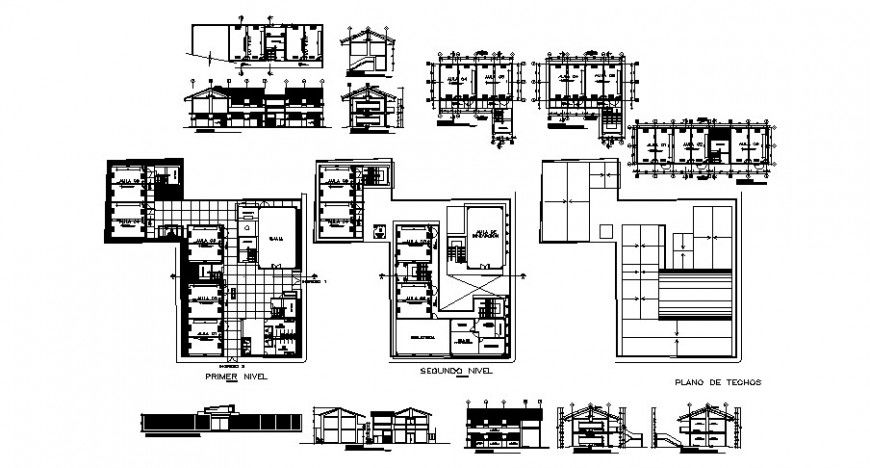 Collage floor plan and elevation in auto cad file