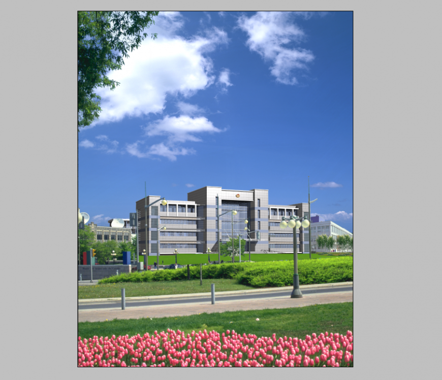 College 3d model detail elevation Photoshop file,