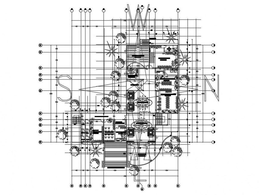 College building 2d view layout plan details in autocad software file