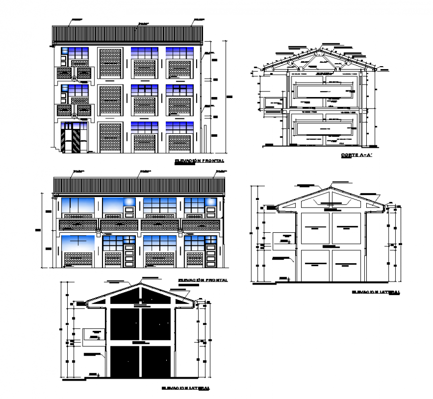 College building detail elevation and sectional layout file