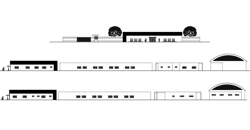 College building elevation and section cad drawing details dwg file