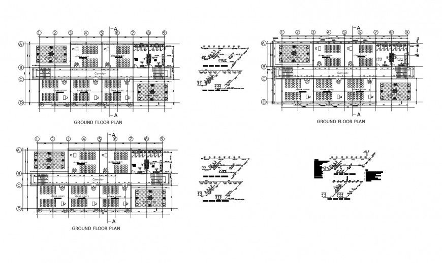 College building ground floor plan auto-cad drawing details dwg file