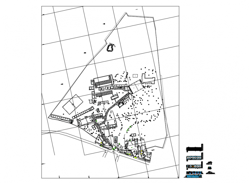 College building landscaping structure cad drawing details dwg file