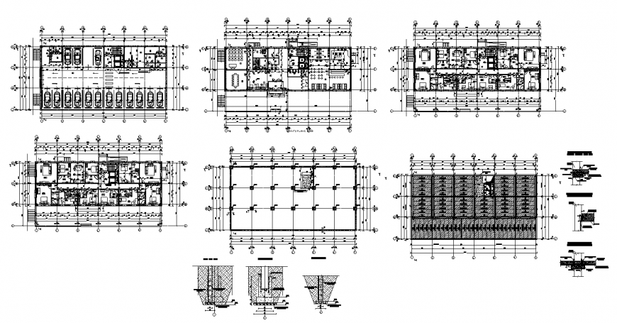 College buildings and hostel layout plan autocad file