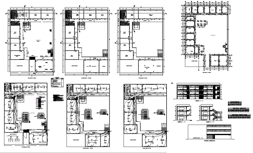 College campus plan view detail elevation layout file