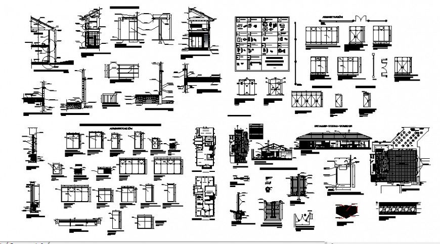 College Construction details 2d view drawings in autocad software