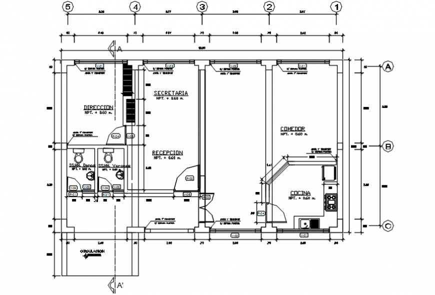 College ground floor distribution plan cad drawing details dwg file