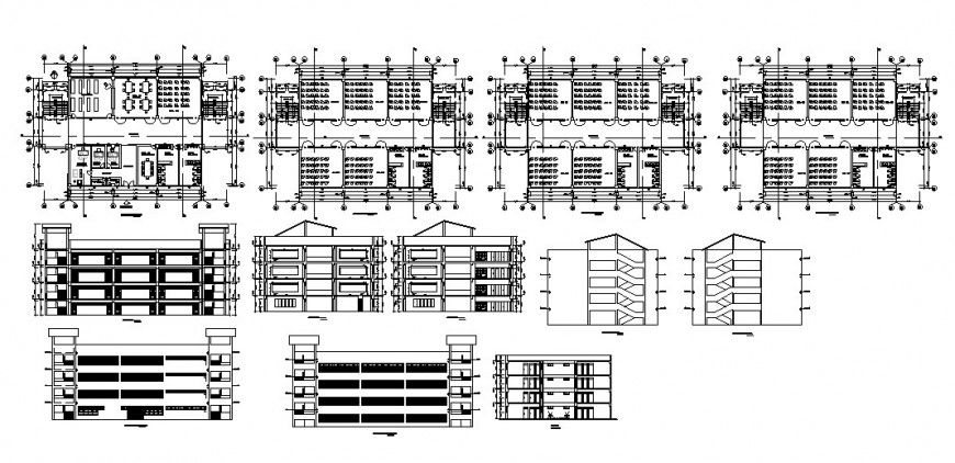 College Institute building structure detail elevation, plan and section dwg file