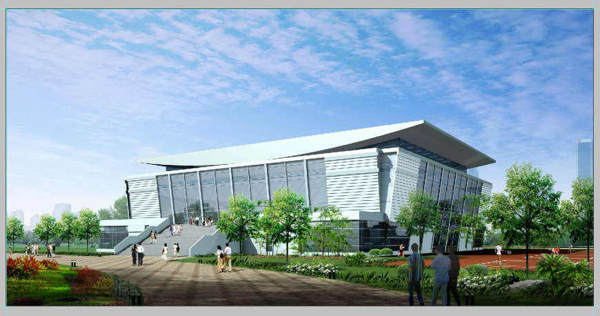 College institute building 3d model detail elevation Photoshop file