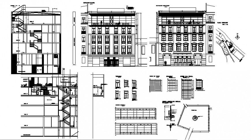 Colonial architecture of apartment drawing in dwg file.