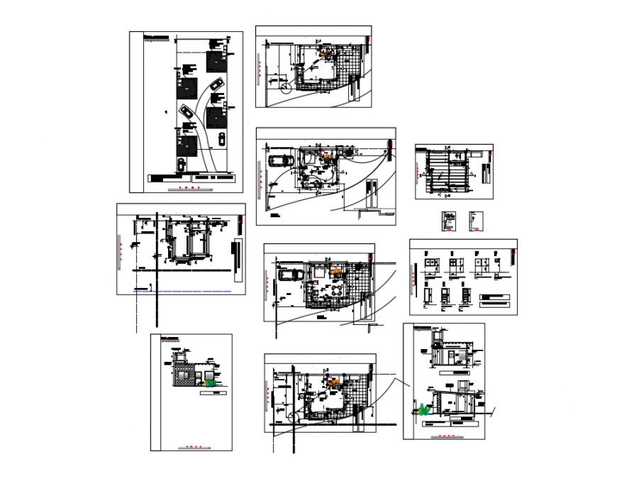 Colonial residential house detailed architecture project dwg file
