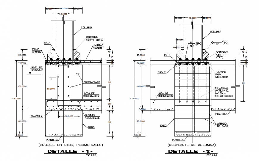 Colored steel concrete column construction cad drawing details dwg file