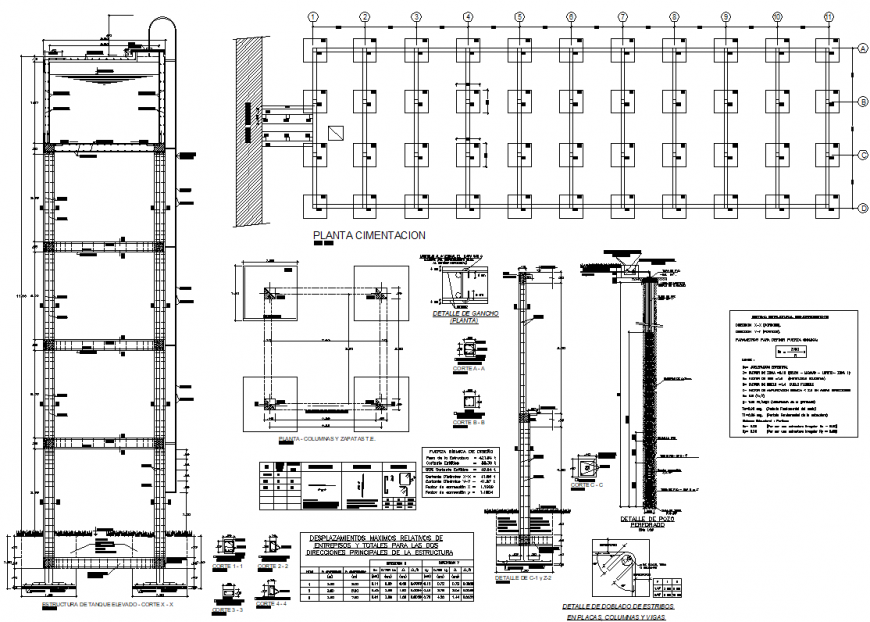 Column  plan and section accommodation layout file