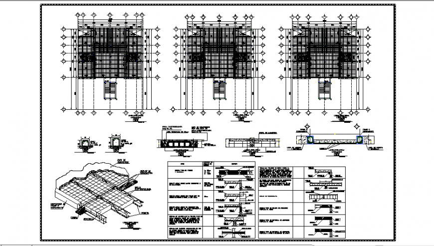 Column-beam detail of Duplex residential house design drawing