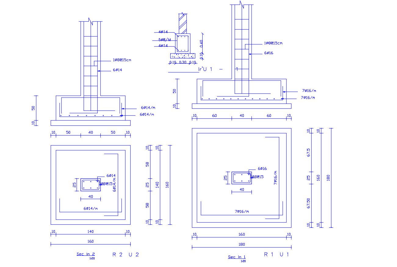 Column Foundation Section With Working Dimension