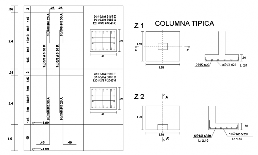 Column & Footing Design drawing file
