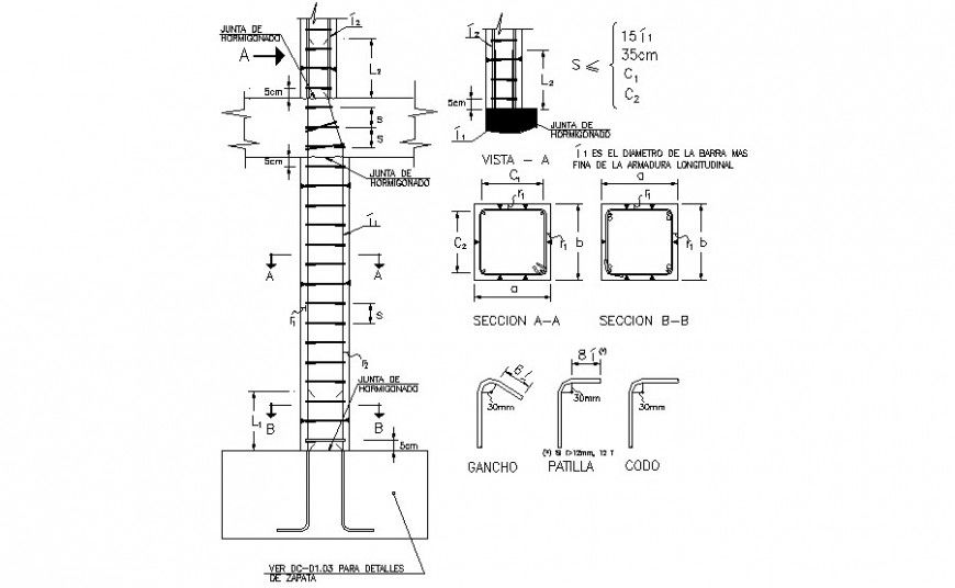 Column and beam connection blocks detail drawing in autocad