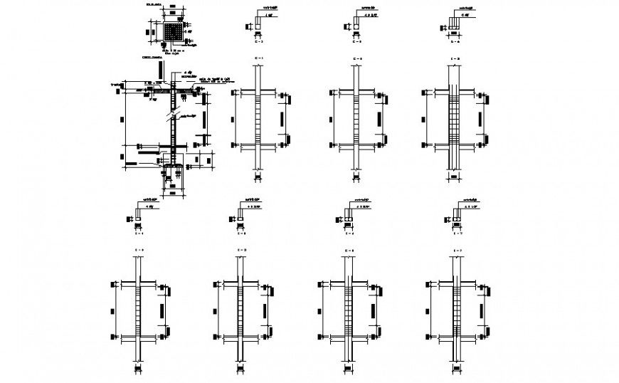 Column and beam connection joints drawing in autocad