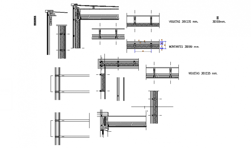 Column and beam constructive structure details dwg file