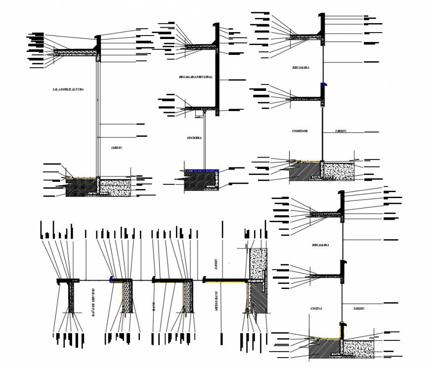 Column and beam design with different types of elevation dwg file