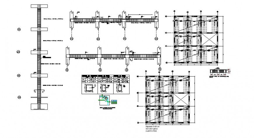 Column and beam schedule structure plans cad drawing details dwg file