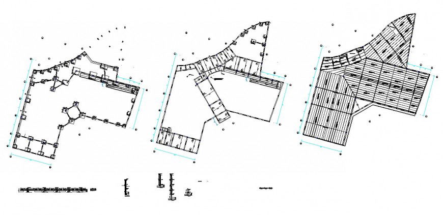 Column and beam structure 2d view CAD construction unit layout autocad file