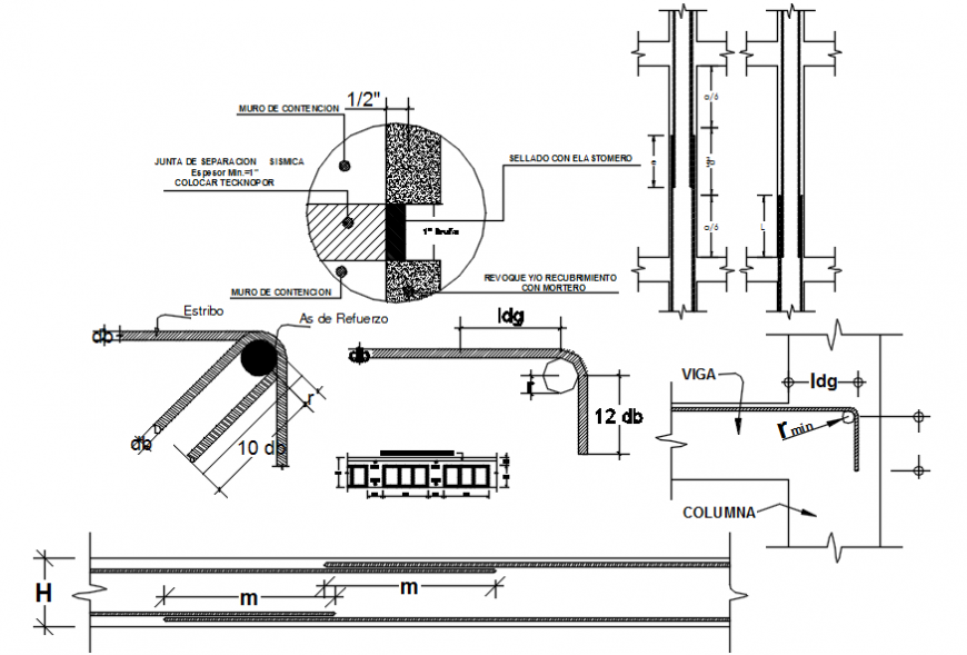Column and beam structure and construction details of kitchen dwg file