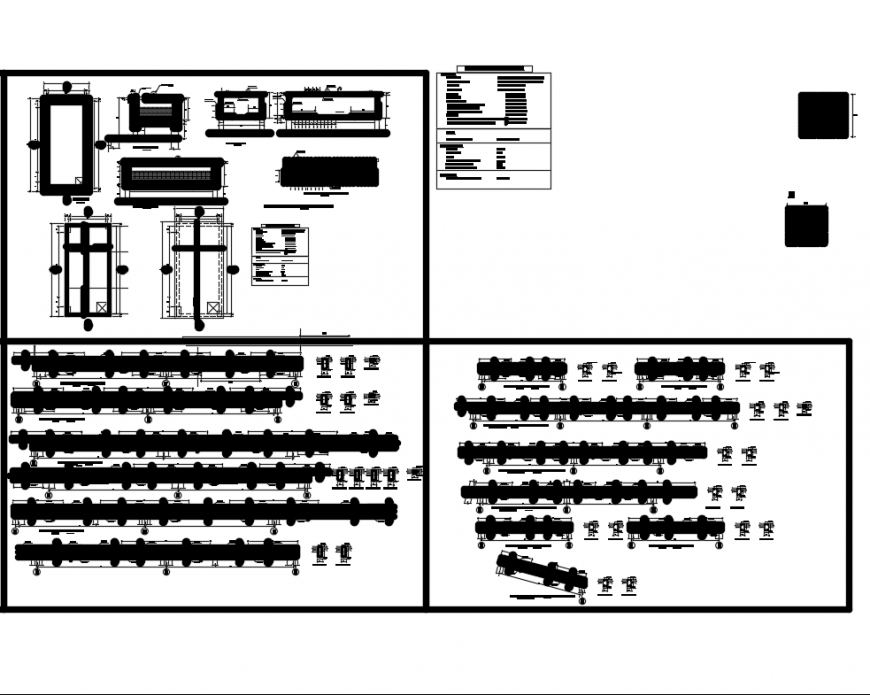 Column and beam structure and constructive details of mechanical college dwg file