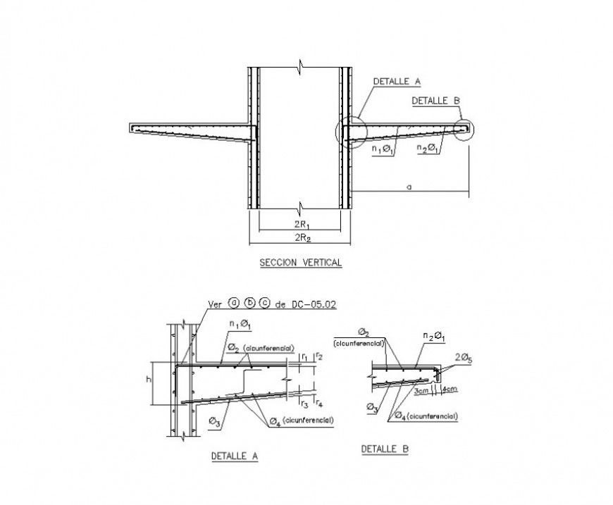 Column and beam structure detail drawing in autocad