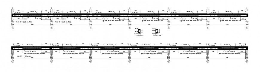 Column and beam structure drawings details of RCC units dwg file
