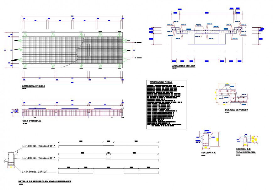 Column and bridge section plan autocad file