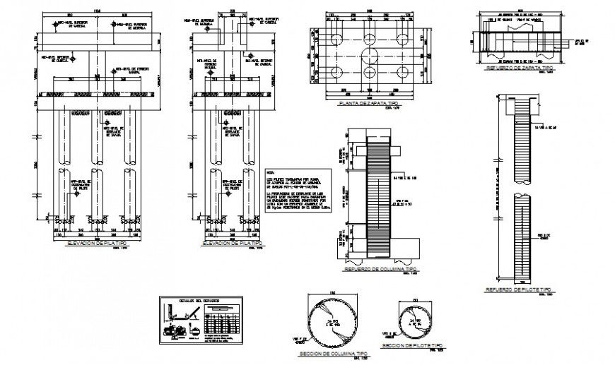 Column and different structural blocks detail drawing in autocad