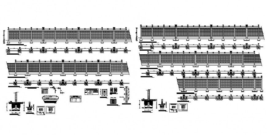 Column and footing detail 2d view CAD contruction block layout file in dwg format