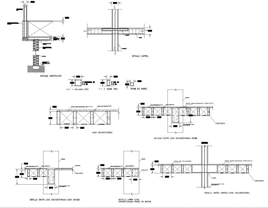 Column and foundation section plan autocad file